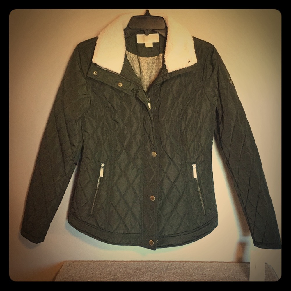 NWT Michael Kors Olive Faux Fur Jacket Size S